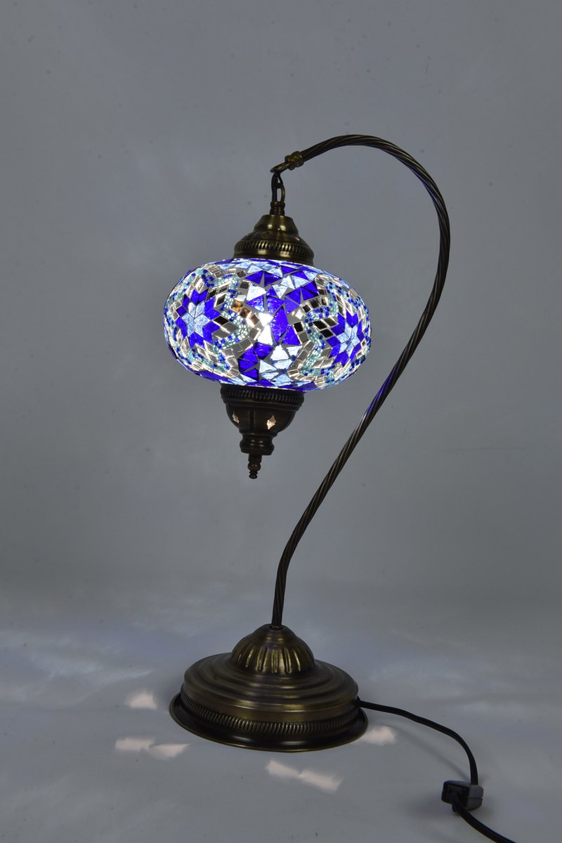 Handgemaakte Turkse Nachtlamp blauw 55cm Oosterse sprookjeslamp