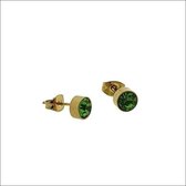 Aramat jewels ® - Ronde zweerknopjes zirkonia groen goudkleurig chirurgisch staal 6mm