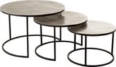 J-Line Set 3 Bijzettafels Rond Aluminium/Ijzer Blinkend Zilver