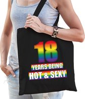 Hot en sexy 18 jaar verjaardag cadeau tas zwart - volwassenen - 18e verjaardag kado tas Gay/ LHBT / cadeau tas