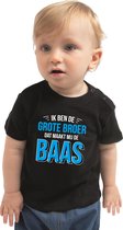Grote broer de baas cadeau t-shirt zwart voor peuters / jongens - shirt voor grote broers 86 (9-18 maanden)
