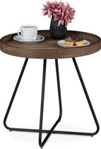 Relaxdays bijzettafel rond - salontafel - koffietafel - industrieel - houtlook - bruin - M