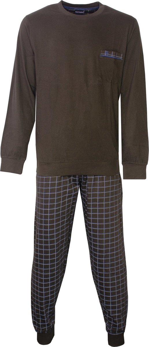 Paul Hopkins Heren Pyjama - Ronde Hals - Katoen - Bruin - Maat S