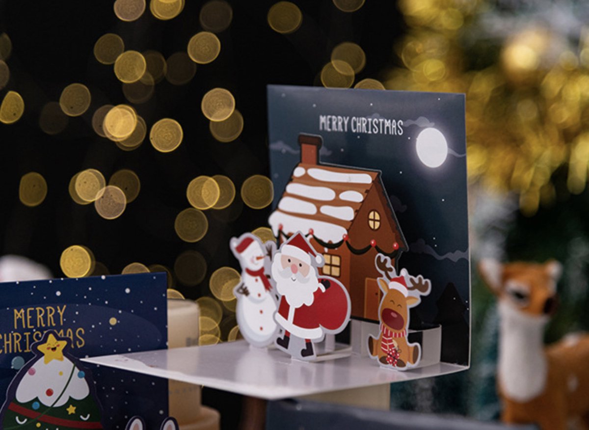 Kerstkaart 3D Popup popup kaart 3D wenskaart met envelop en sticker
