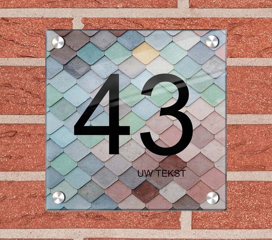 Huisnummer Naambord Plexiglas 15x15x0 5cm Tegel Design Met Naam huisnummer-naambord-plexiglas-15x15x0-5cm-tegel-design-met-naam
