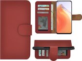 Xiaomi Mi 10T 5G Hoesje - Bookcase - Portemonnee Hoes Echt leer Wallet case Rood