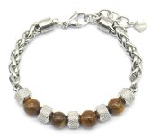 Armband Dames - RVS - Verstelbaar 18-21 cm - Tijgeroog Bruin