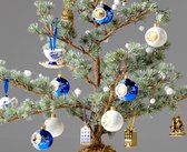 Kerstballen set - 14 stuks - retro kerstballen - Delfts blauw - kerstornamenten - kersthangers - kerstballen wit en blauw - kerstboom decoratie