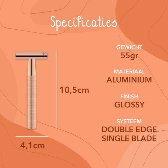 Safety Razor + 20 Scheermesjes Aluminium Rose Gold Goud Voor Vrouwen Dames Scheermes Veiligheidsscheermes