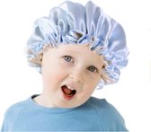 Kinderen slaapmuts - Haarverzorging - Kinderen hair bonnet - Verstelbare elastische band - Licht blauw - Satijnen slaapmuts - Satijn bonnet - Bonnet - Kind - Nachtmuts - Sleep cap