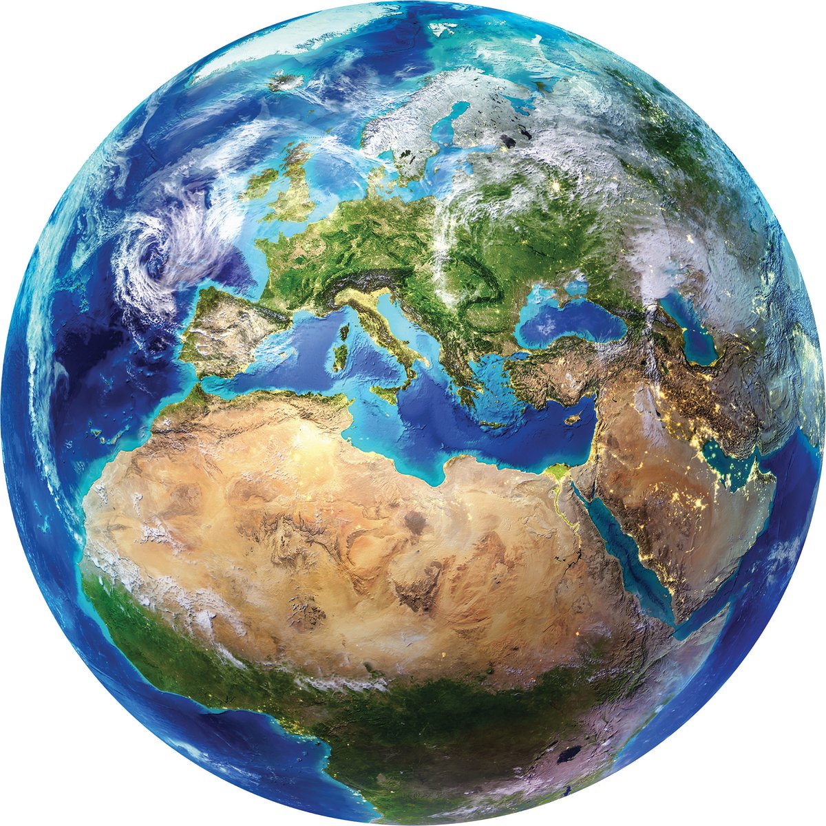 Tizato - Muurcirkel Wereldbol – Zelfklevende wandcirkel Muursticker – Ø 91 cm