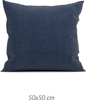 2x Warme Flanel Sierkussenslopen Vintage Navy Blauw | 50x50 | Luxe En Hoogwaardig | Heerlijk Zacht | 170 gr/m2 | Beschikbaar In Verschillende Kleuren