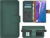 Hoesje Samsung Galaxy Note20 - Bookcase - Portemonnee Hoes Echt leer Wallet case Groen