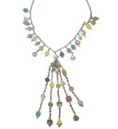 Ketting - Zilverkleurig - Gekleurde hangertjes - Pastel kralen - 47 Centimeter - Damesdingetjes