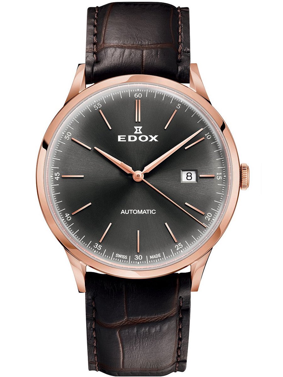 Edox Les Vauberts 80106 37RC GIR Horloge - Leer - Bruin - Ø 41 mm