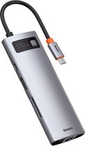 Baseus® 8-in-1 USB Hub - SD en TF - USB Splitter - 3 x USB 3.0 Hub  - 4K HDMI - Universeel - Zilver