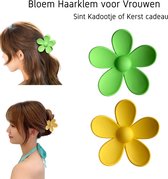 Bloem Haarklem - 2 stuks -  Geel en Groen - Haarklem Groot - valentijn cadeautje voor haar-  Haar Accessoires Voor Vrouwen Meisjes - kado voor meisjes - TikTok Made me Buy it!