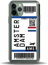 Nederland Amsterdam Instapkaart iPhone Hoesje - Netherland Amsterdam Boarding Pass iPhone Case - TPU - iPhone 13 promax - Shockproof Case - Transparant