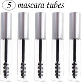 mascara tube leeg - Zilver- 5 tubes - mascara leeg - mascara flesje - lege tube -mascara borsteltjes wegwerp