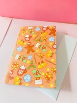 Rozeberryshop - Kerstkaart met Patroon - 1 Stuk - Kerstkaart met Witte Envelop - Kerst Wenskaart - Kerst Cadeautjes - Gingerbread - Holly - Christmas Greeting Card - Gevouwen - Bru