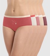 Dim Les Pockets Boxershorts - Onderbroeken- Katoen -Dames - 5 Stuks- Maat 34/36 - Wit/Rood/Rose/Beige/Paars