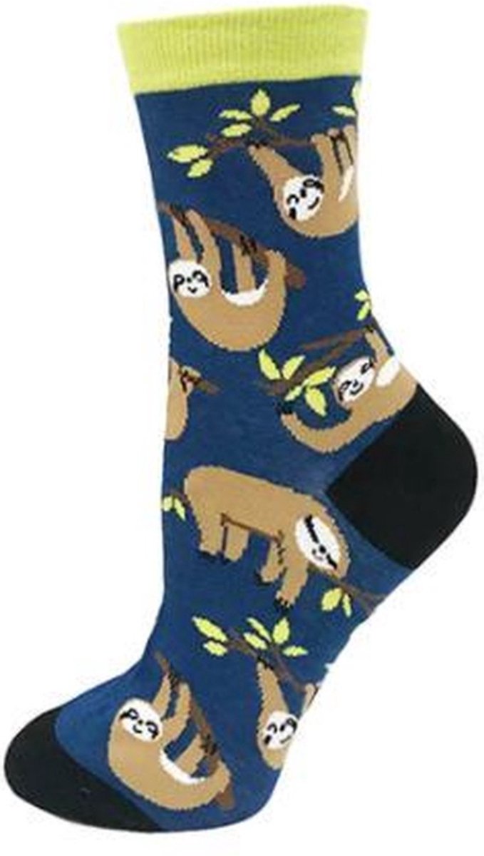 Sokken heren blauw - print luiaard - 40-46 - cadeau voor hem - geschenk man - cadeau mannen - Kerst cadeau - verjaardagscadeau - vaderdag cadeau