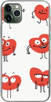 Geschikt voor iPhone 11 Pro Max hoesje - Een illustratie van negen hartjes met emoties - Siliconen Telefoonhoesje
