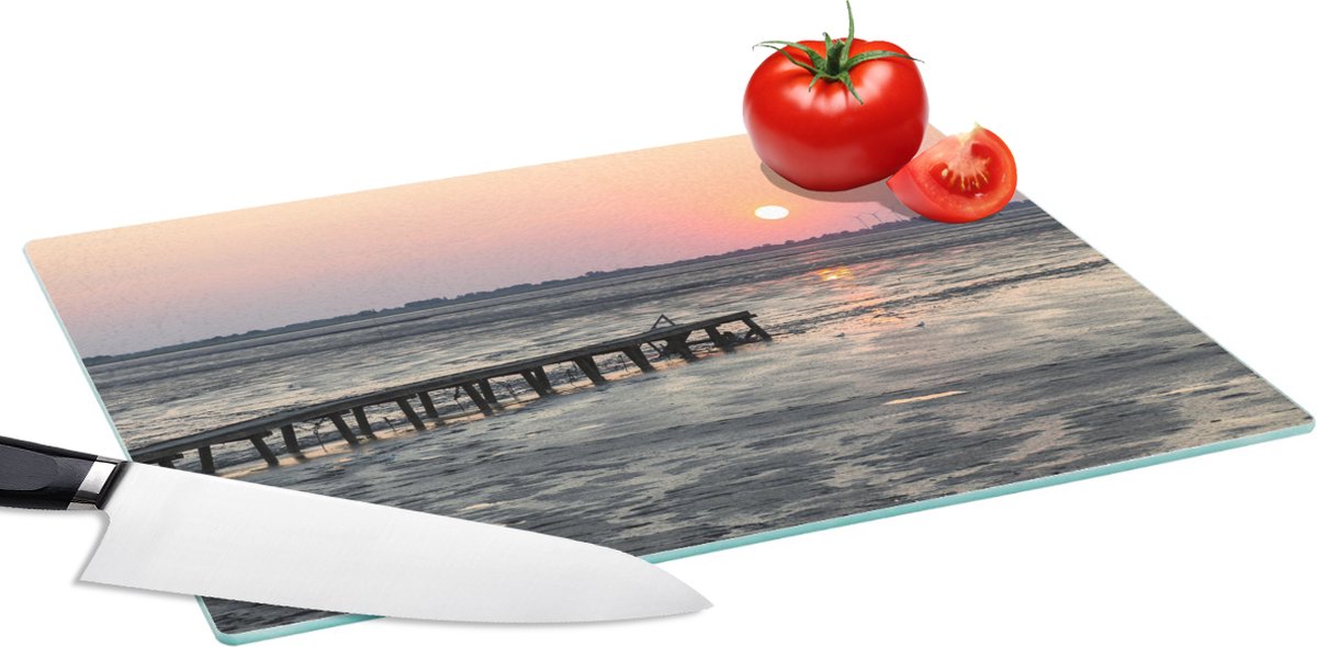 Glazen Snijplank - 39x28 - Zee - Zon - Waddeneilanden - Snijplanken Glas