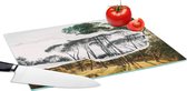 Glazen Snijplank - 39x28 - Italiaans landschap parasoldennen - Kunst - Hendrik Voogd - Schilderij - Zwart wit - Oude meesters - Snijplanken Glas