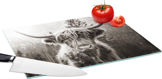 Planche à découper en Verres - 39x28 - Highlander écossais - Zwart - Wit - Planches à découper en Glas