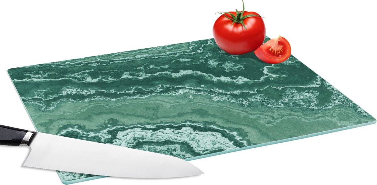 Glazen Snijplank - 39x28 - Marmer - Agaat - Groen - Snijplanken Glas