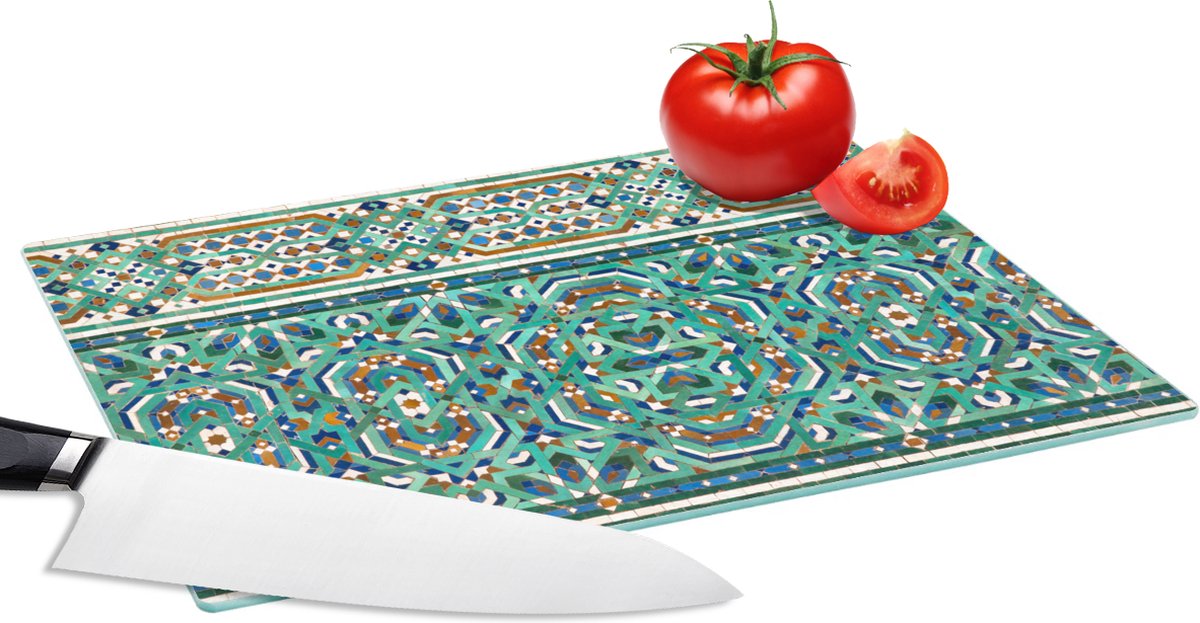 Glazen Snijplank - 28x20 - Een traditionele Marokkaanse mozaïekdecoratie - Snijplanken Glas