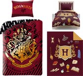 Harry Potter Dekbedovertrek - Eenpersoons - 140 x 200 cm - katoen, incl. Harry Potter Bedsprei- Deken- 170x210