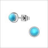 Aramat jewels ® - Zweerknopjes blauw chirurgisch staal zilverkleurig 5mm