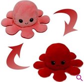 Fabs World knuffel omkeerbaar octopus roze/zalm rood