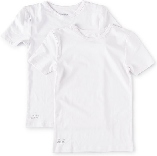Little Label Ondergoed Jongens - T shirt Jongens Maat 92 - Wit - Zachte BIO Katoen - 2 Stuks - Basic T shirt jongens ronde hals - Wit Ondershirt