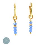 Pat's Jewels Oorringen - Dames oorbellen - Natuursteen hanger - Zilver verguld - Baby blauw