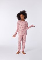 Woody pyjama meisjes - roze met wasbeer all-over print - wasbeer - 212-1-WPC-R/956 - maat 104