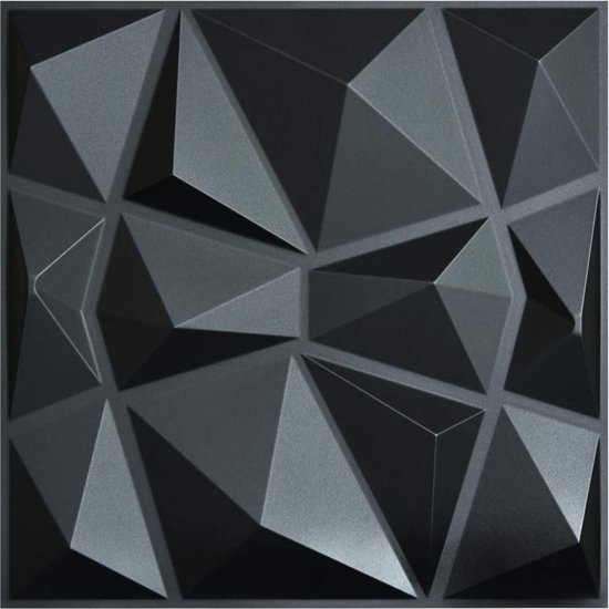3D wandpanelen Diamond (12 stuks) PVC - Mat zwart 3D muurbehang - wanddecoratie -... | bol.com