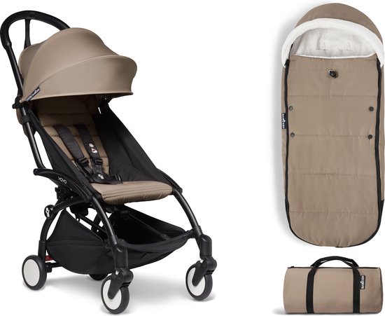 Product: Babyzen YOYO² buggy 6+ met voetenzak - taupe met zwart frame, van het merk Babyzen