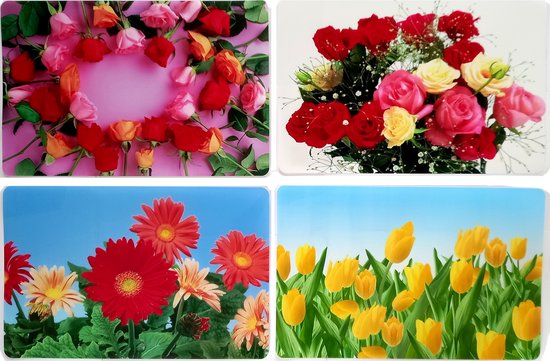 Placemats bloemen per set van 12 stuks