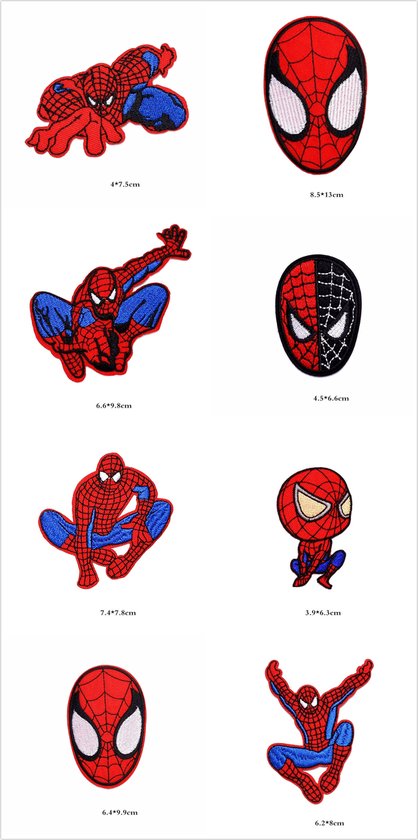 Série Spider Man -14 pièces - application de tissu et de repassage 