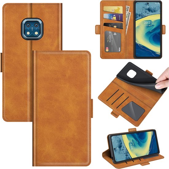 Nokia XR20 Hoesje - MobyDefend Luxe Wallet Book Case (Sluiting Zijkant) - Lichtbruin - GSM Hoesje - Telefoonhoesje Geschikt Voor: Nokia XR20