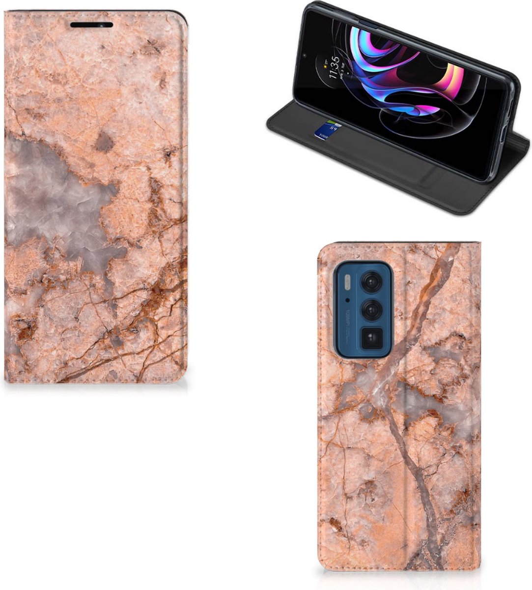 Motorola Edge 20 Pro Standcase Marmer Oranje