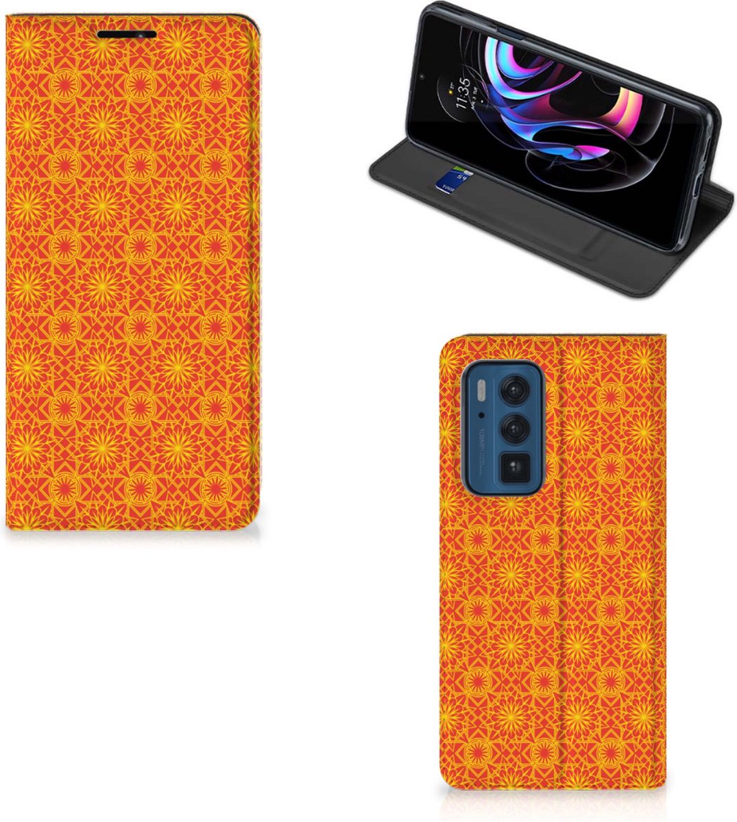 Motorola Edge 20 Pro Hoesje met Magneet Batik Oranje