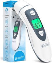 iProven DMT-489 - Voorhoofd Thermometer - Thermometer Oor - Koortsthermometer - Snelle meting - Lichaamsthermometer - Kleuren LCD scherm