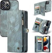 CaseMe Luxe Lederen 2 in 1 Portemonnee Booktype iPhone 13 Pro hoesje - Groen