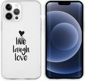 iMoshion Hoesje Geschikt voor iPhone 13 Pro Hoesje Siliconen - iMoshion Design hoesje - Transparant / Zwart / Live Laugh Love