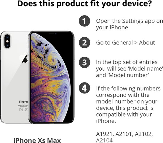 Instructies om te controleren of dit product past op je iPhone Xs Max.