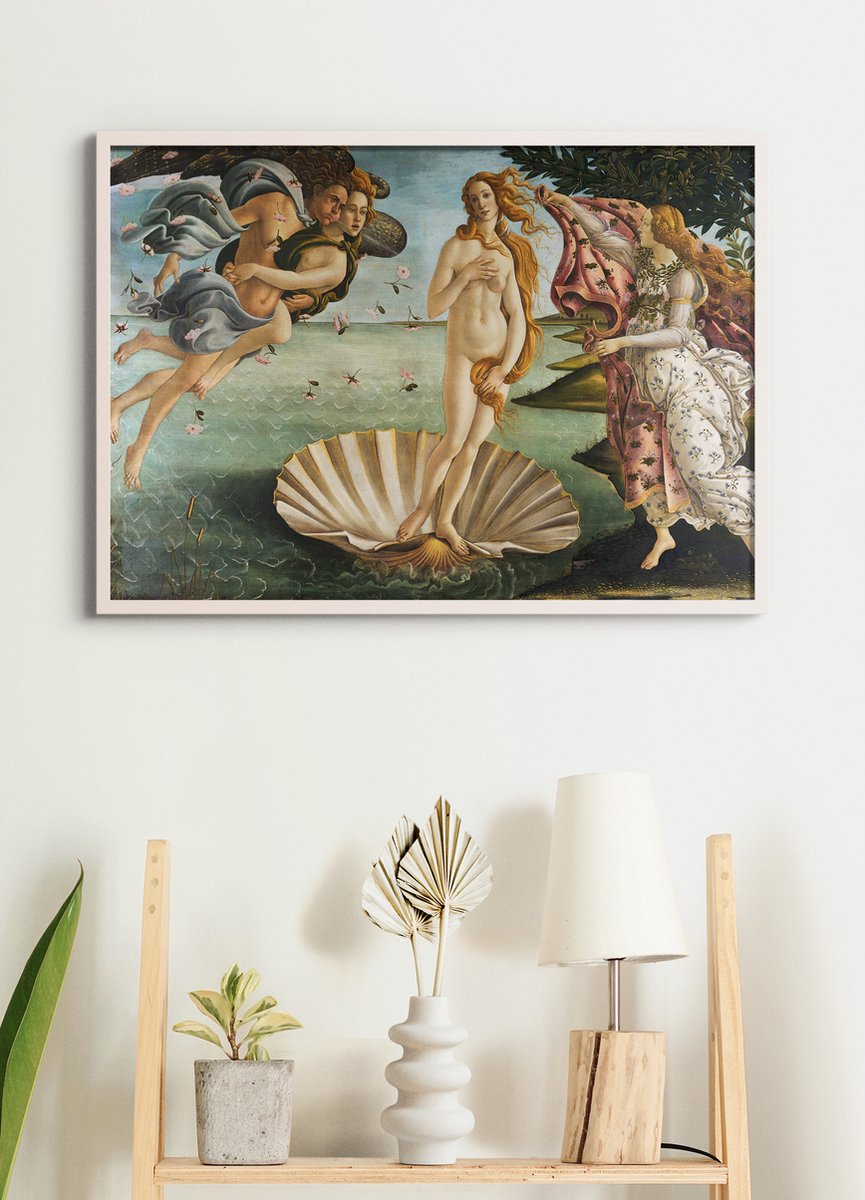 Esque Poster in Witte Lijst - De Geboorte van Venus - Sandro Botticelli - Large 50x70 - Renaissance Kunst